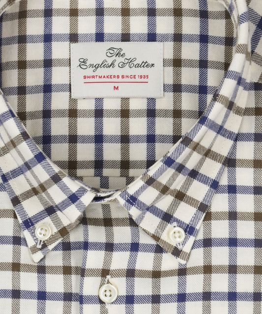 Cotton Shirt Button Down Regular Fit | Brown