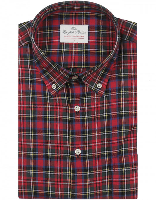 Shirt Button Down | Rood Multi Ruit Groot