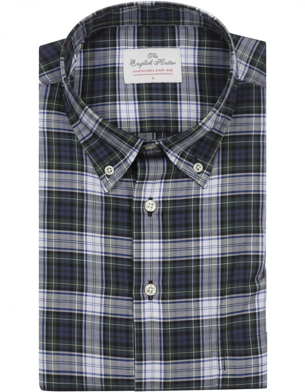 Shirt Button Down | Navy Zwart Multi Ruit