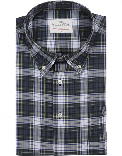 Shirt Button Down | Navy Zwart Multi Ruit