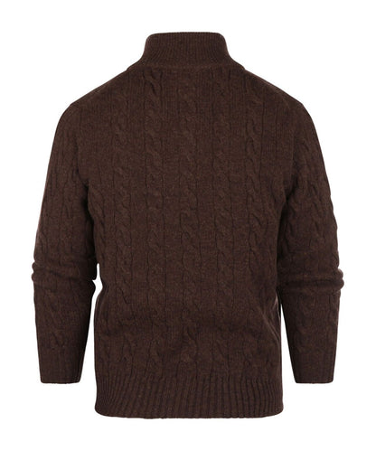 William Lockie Zopfmuster-Strickjacke mit Reißverschluss | Braun