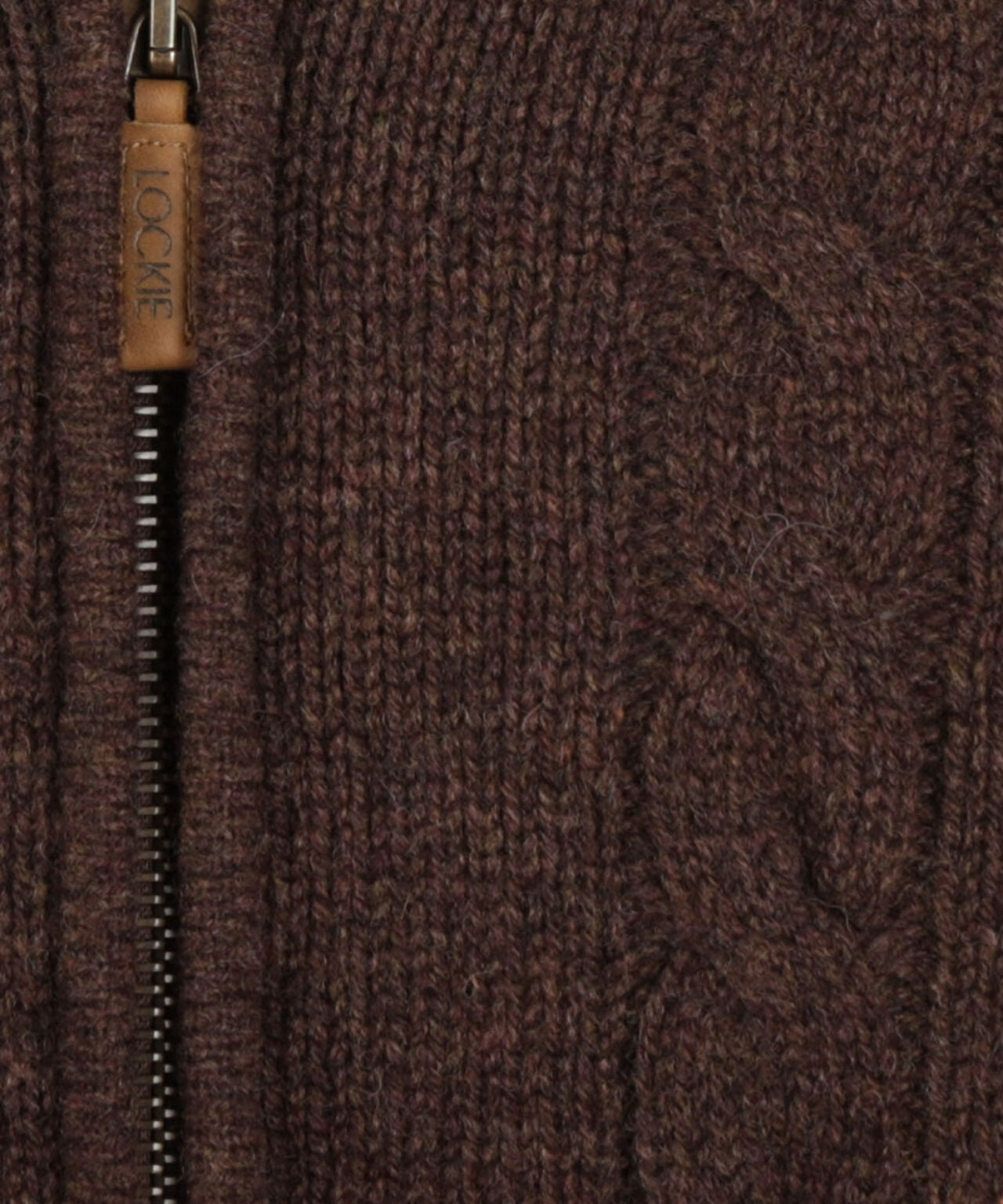 William Lockie Zopfmuster-Strickjacke mit Reißverschluss | Braun