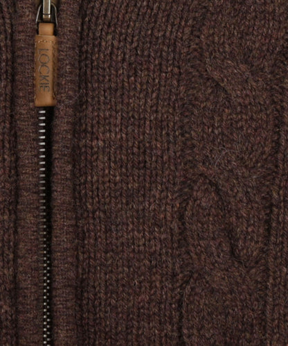 William Lockie Zopfmuster-Strickjacke mit Reißverschluss | Braun