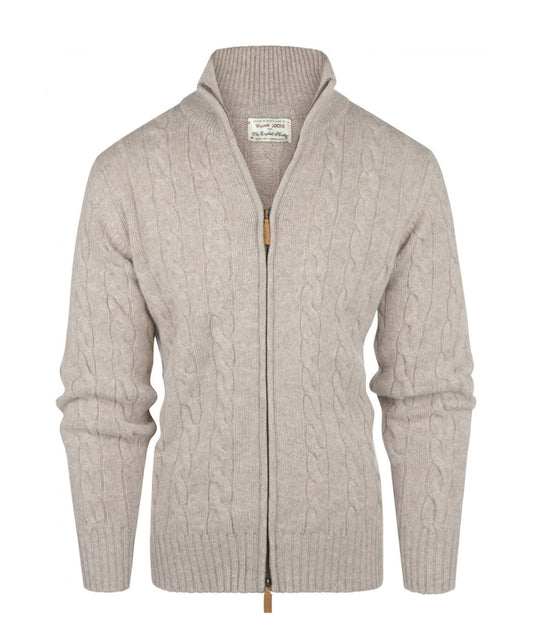 William Lockie Zopfmuster-Strickjacke mit Reißverschluss | Cobble