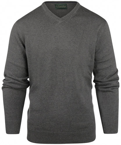 Baumwollpullover mit V-Ausschnitt | Grau