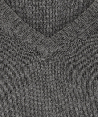 Baumwollpullover mit V-Ausschnitt | Grau
