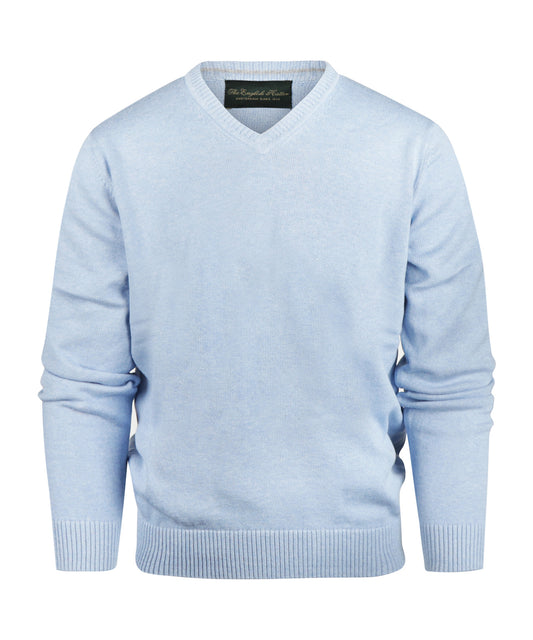 Baumwollpullover mit V-Ausschnitt | Blau