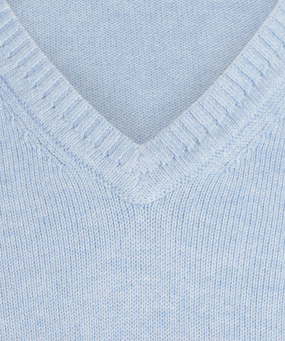 Katoen V-Hals Pullover | Licht Blauw