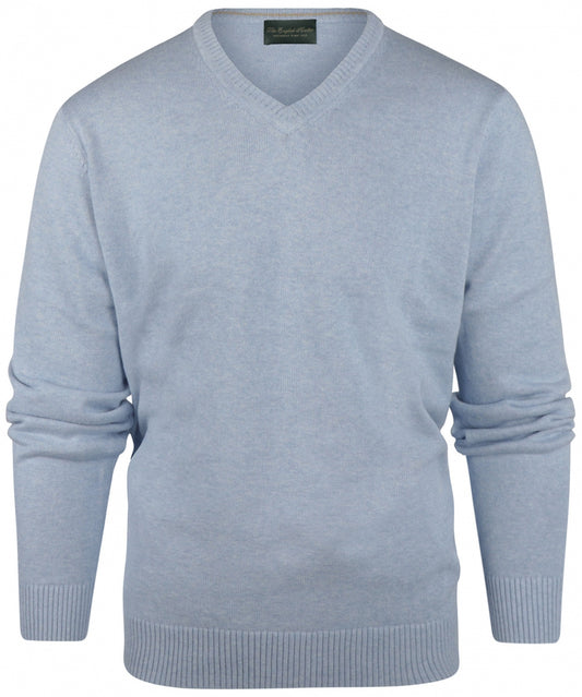 Baumwollpullover mit V-Ausschnitt | Blau