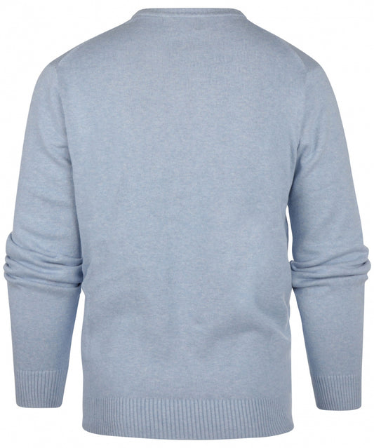Baumwollpullover mit V-Ausschnitt | Blau
