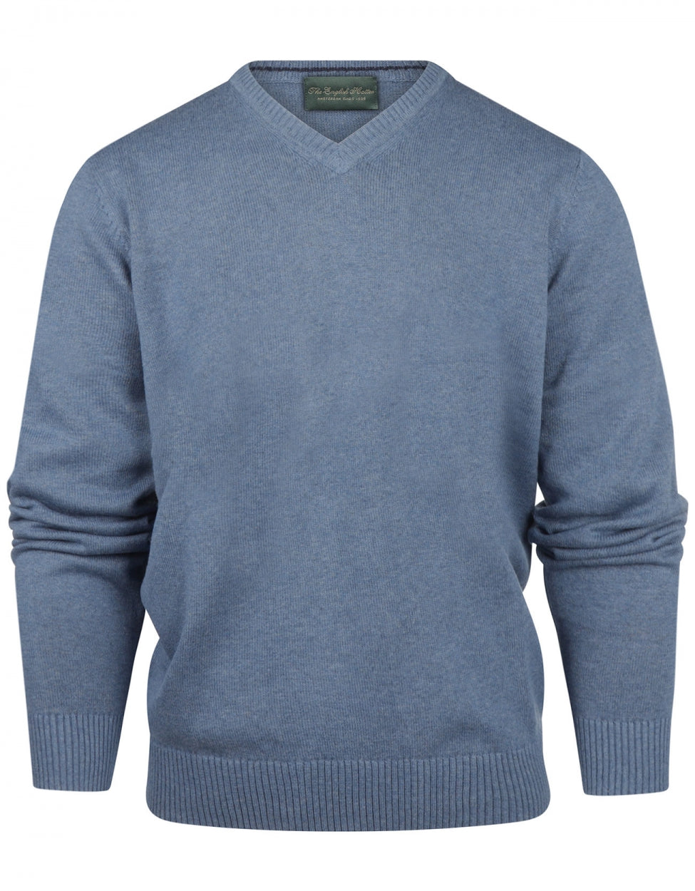 Katoenen V-Hals Pullover | Staal Blauw