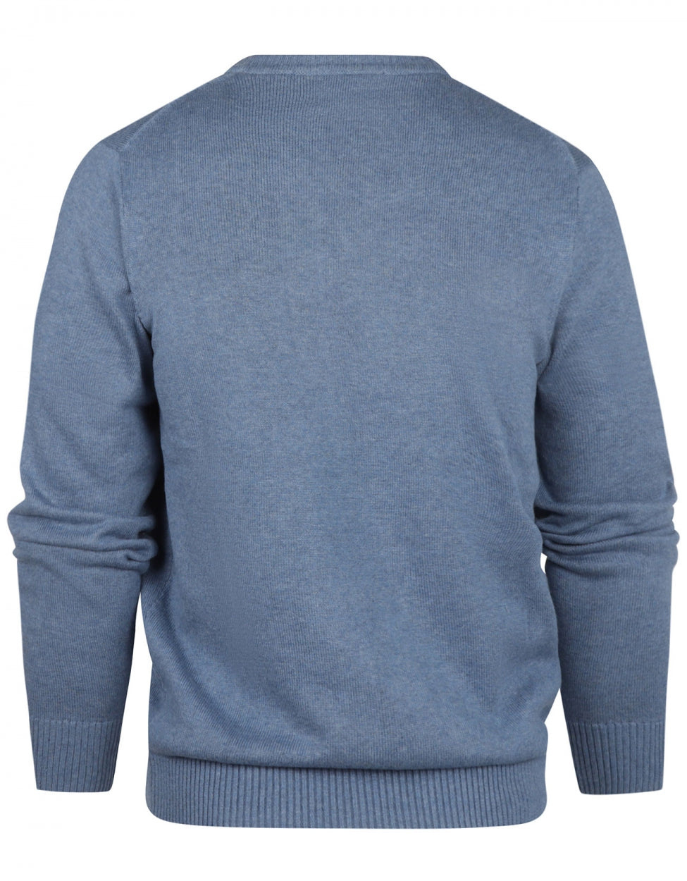 Katoenen V-Hals Pullover | Staal Blauw
