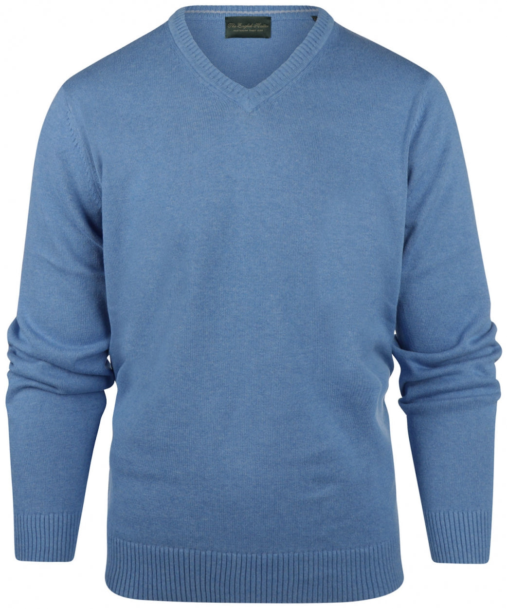 Katoenen V-Hals Pullover | Midden Blauw