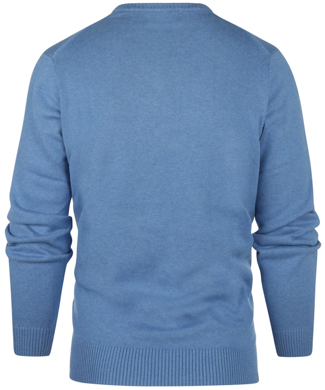 Katoenen V-Hals Pullover | Midden Blauw