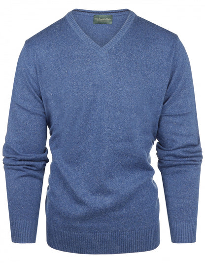 Baumwollpullover mit V-Ausschnitt | Blau
