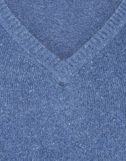 Baumwollpullover mit V-Ausschnitt | Blau