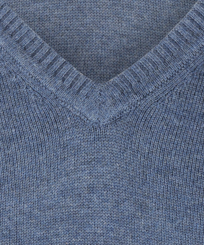 Katoen V-Hals Pullover | Light Indigo