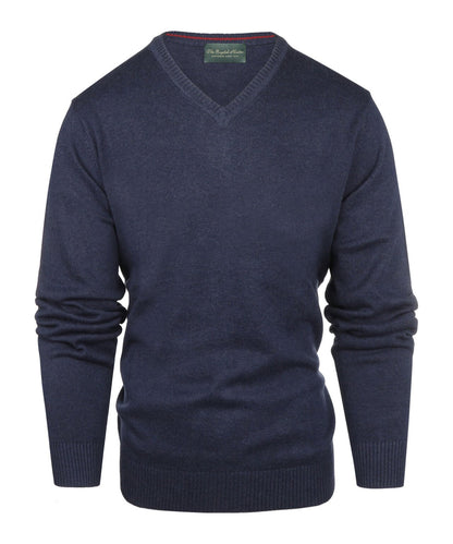 Baumwollpullover mit V-Ausschnitt | Marineblau
