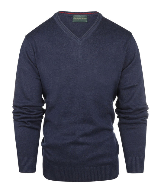 Baumwollpullover mit V-Ausschnitt | Marineblau