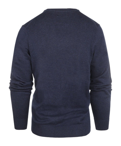 Baumwollpullover mit V-Ausschnitt | Marineblau