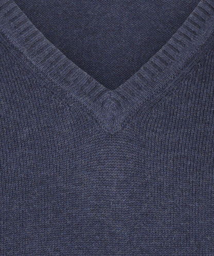 Baumwollpullover mit V-Ausschnitt | Marineblau