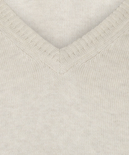 Baumwollpullover mit V-Ausschnitt | Braun