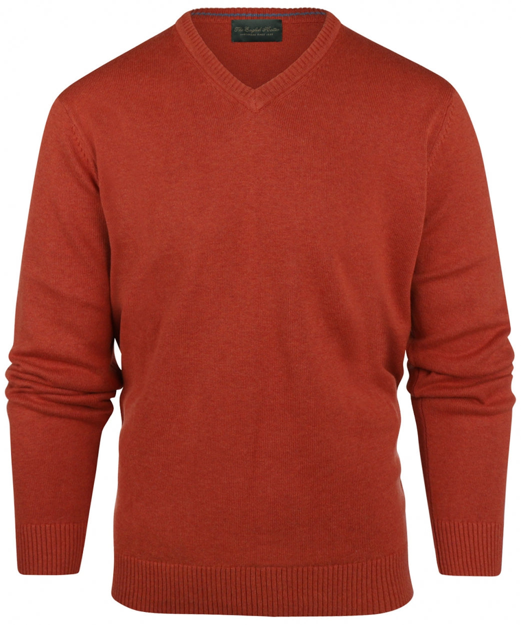 Katoenen V-Hals Pullover | Rood Bruin