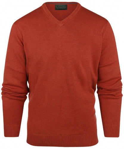 Katoenen V-Hals Pullover | Rood Bruin