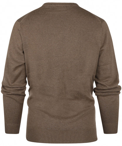 Baumwollpullover mit V-Ausschnitt | Braun
