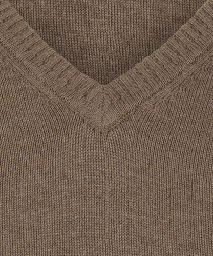 Baumwollpullover mit V-Ausschnitt | Braun