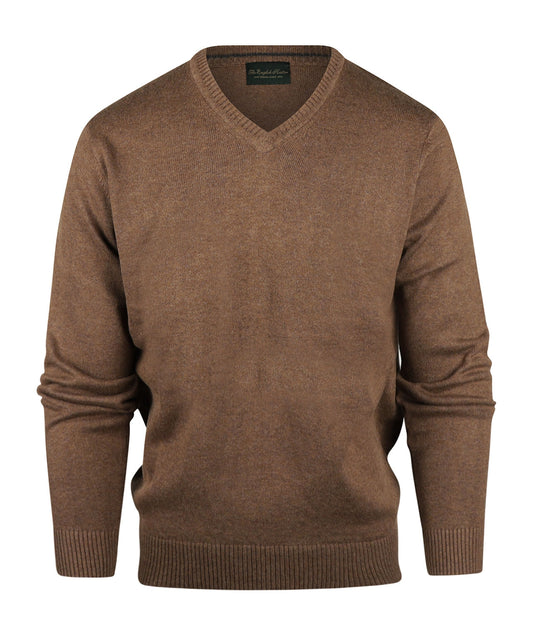 Baumwollpullover mit V-Ausschnitt | Braun