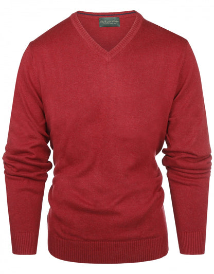 Baumwollpullover mit V-Ausschnitt | Rot