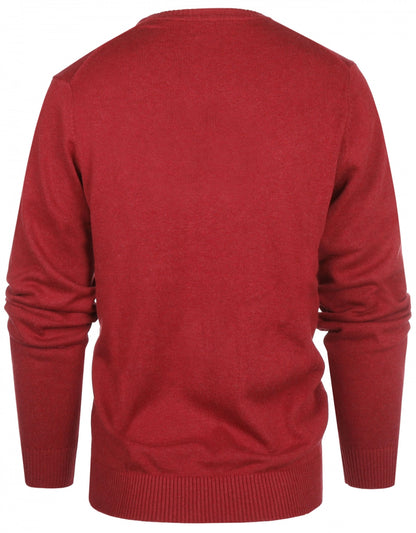 Baumwollpullover mit V-Ausschnitt | Rot