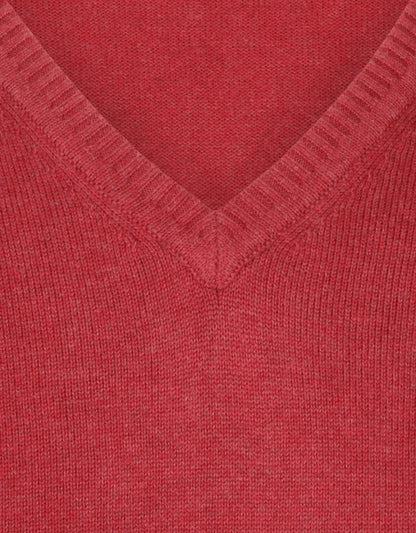 Baumwollpullover mit V-Ausschnitt | Rot
