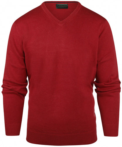 Katoen V-Hals Pullover | Rood