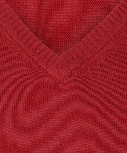 Katoen V-Hals Pullover | Rood