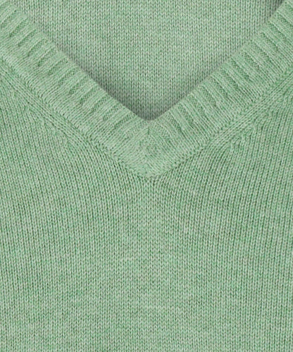 Baumwollpullover mit V-Ausschnitt | Grün