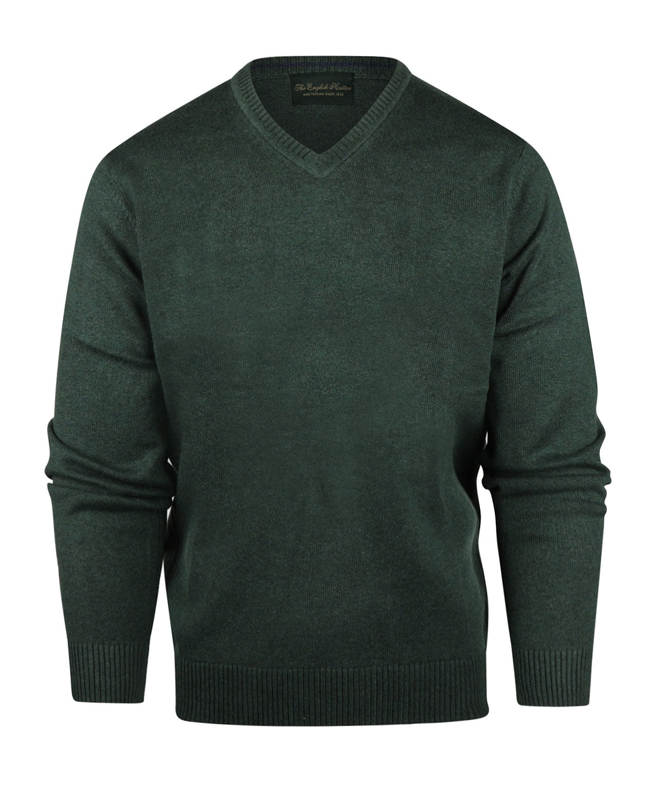 Katoen V-Hals Pullover | Donker Groen