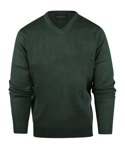 Katoen V-Hals Pullover | Donker Groen