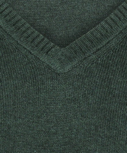 Katoen V-Hals Pullover | Donker Groen