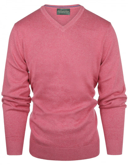 Baumwollpullover mit V-Ausschnitt | Rosa
