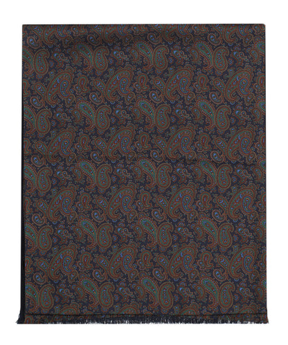 Silk scarf with wool lining | Blue