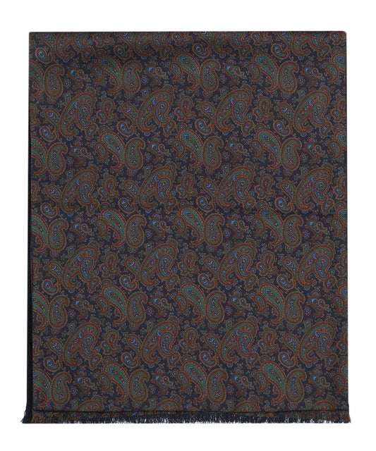 Silk scarf with wool lining | Blue
