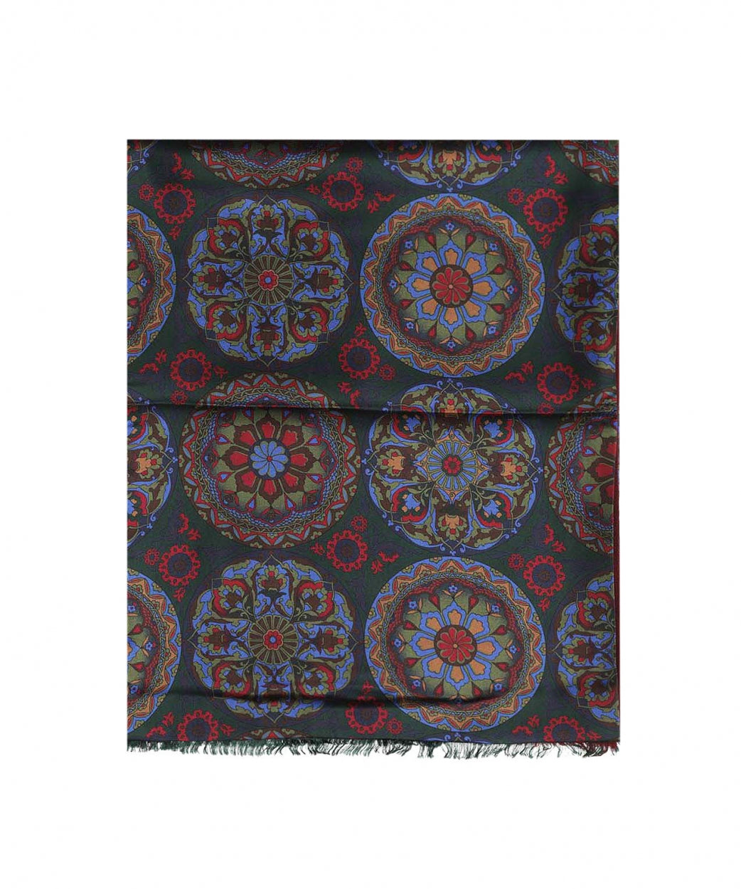 Sjaal Zijde/Wol | Groen Paisley Blauw Rood