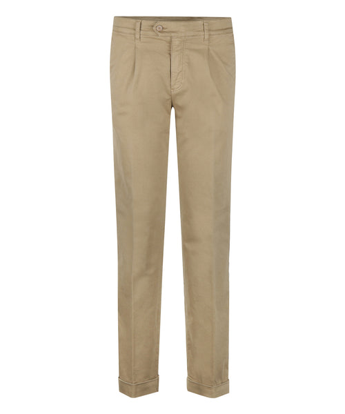 Pantalon Boston Bandplooi en Omslag | Bruin