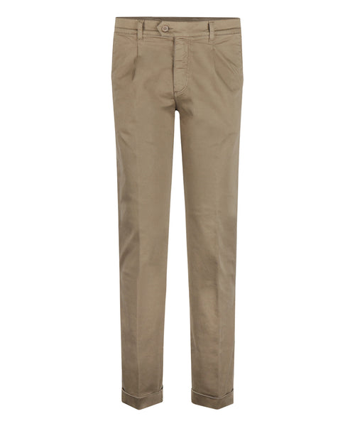 Pantalon Boston Bandplooi en Omslag | Bruin