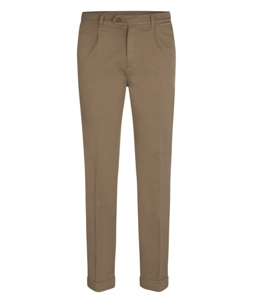 Pantalon Boston Bandplooi en Omslag | Bruin