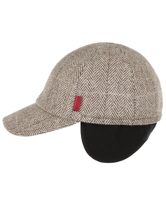 Baseball Cap oorflap | Beige Herringbone
