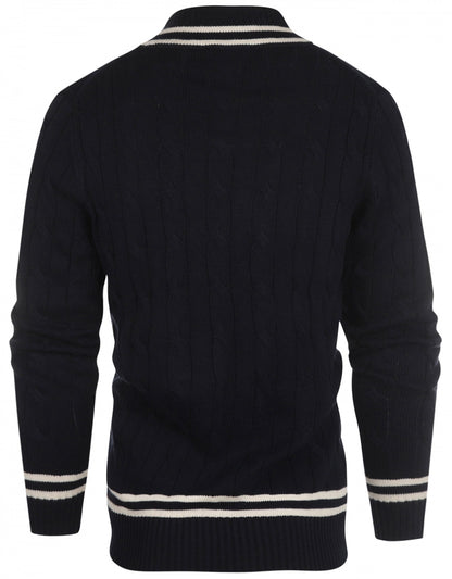 Cricket-Pullover mit V-Ausschnitt | Marineblau