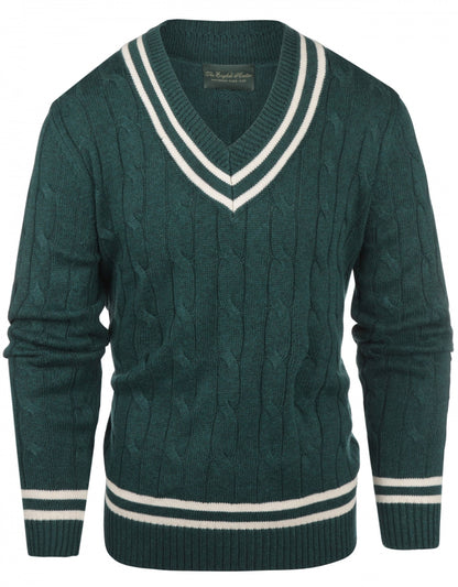 Cricket-Pullover mit V-Ausschnitt | Grün